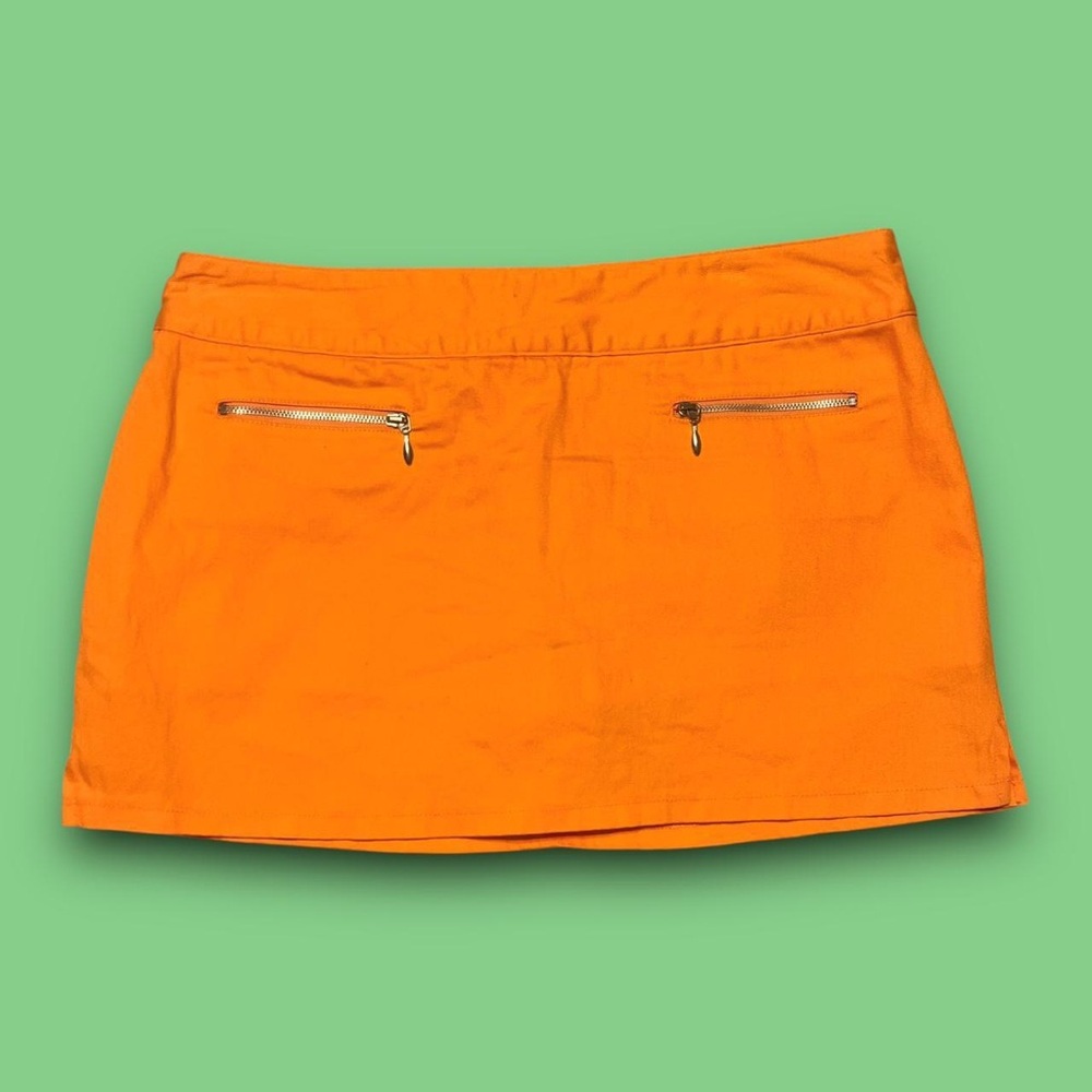 Y2K Orange Mini Skirt NoBo Size 11 Downtown Girl Boho 32” Waist